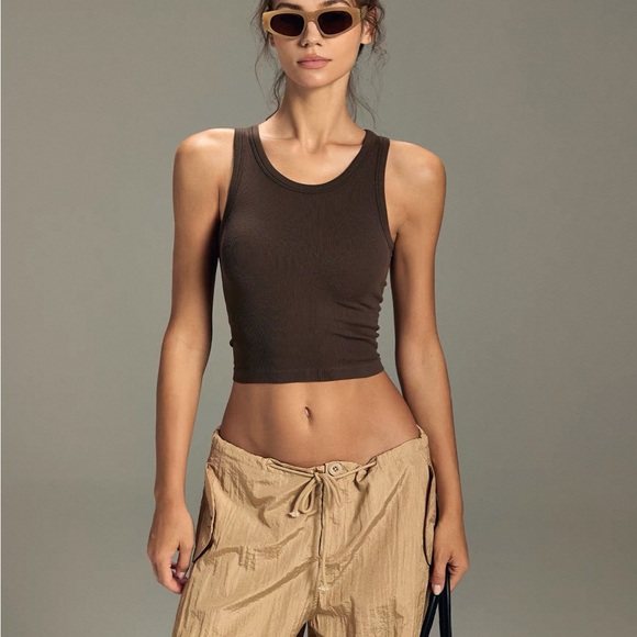 Brown Ribbed Tank Top - Picture 3 of 3